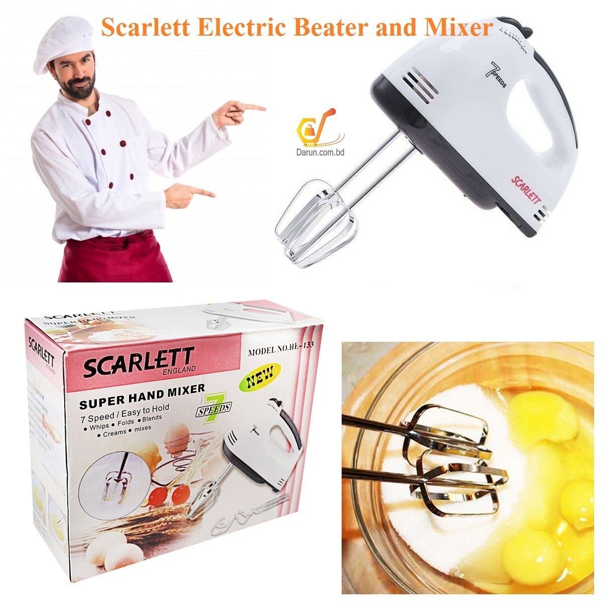 Scarlett - Electric Egg Beater and Mixer for Cake Cream - White - Image 2