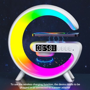 All-in-One Wireless Speaker with RGB Lights, Fast Charging & FM Radio – G-Shape Design - Image 2