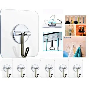 Transparent Hook Adhesive Bathroom Kitchen Wall Stickers (10 Pease)