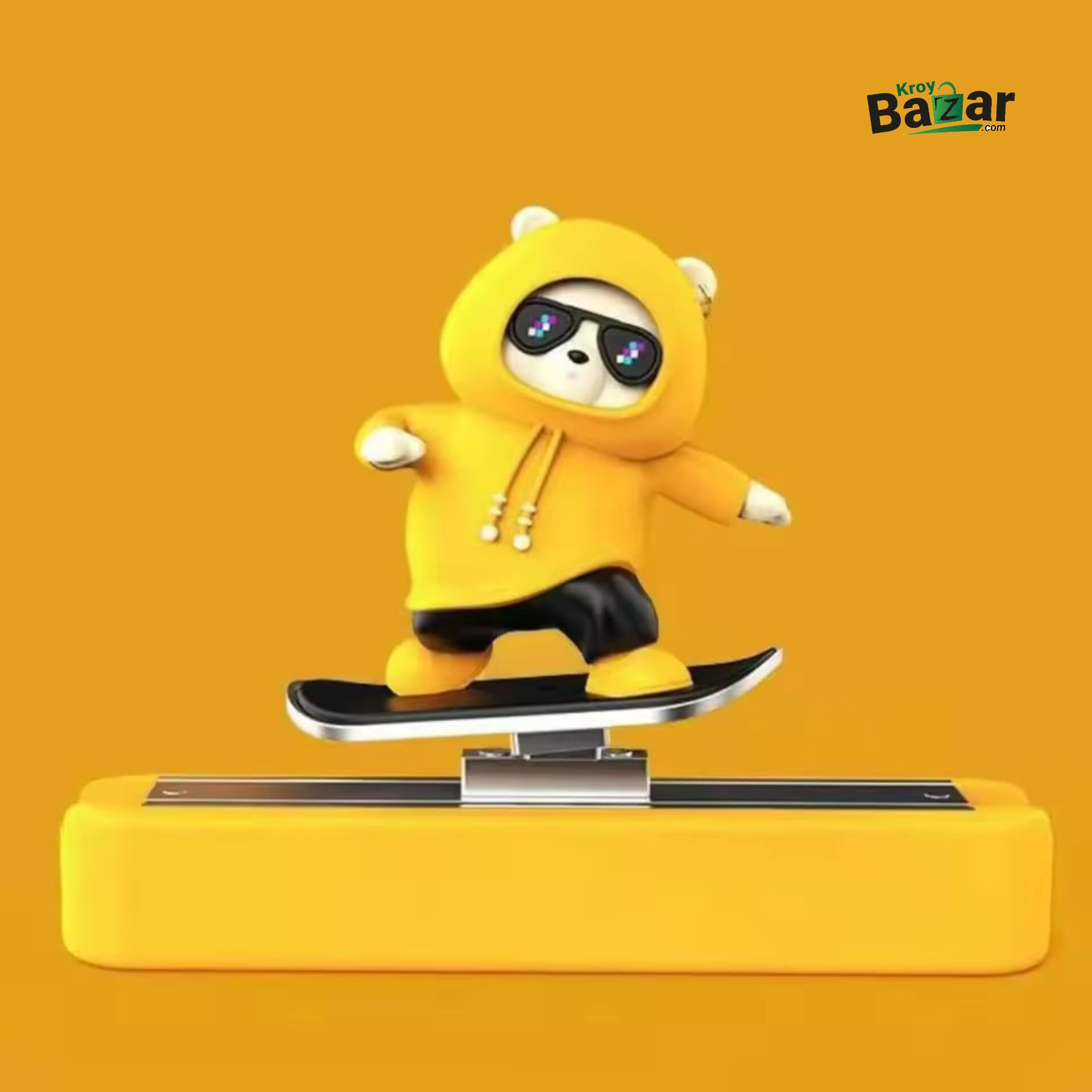 Cute Sliding Bear Car Dashboard Toy with Parking Number – Funny Skateboard Ornament - Image 4