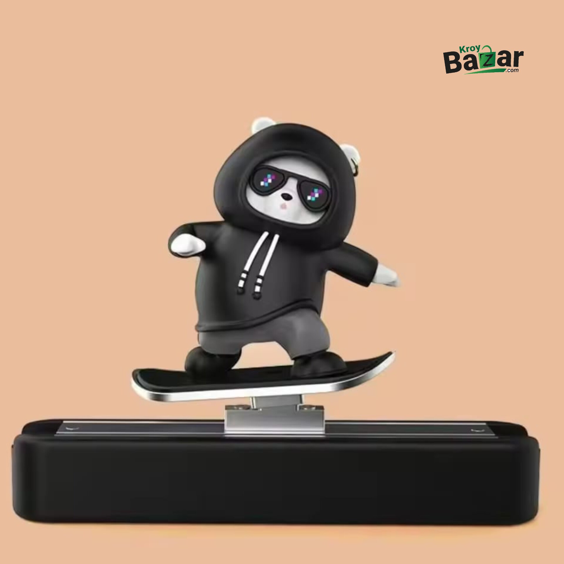 Cute Sliding Bear Car Dashboard Toy with Parking Number – Funny Skateboard Ornament - Image 3