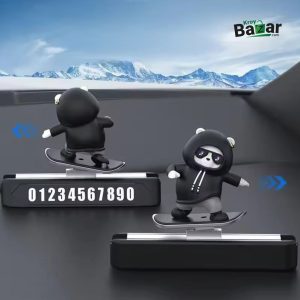 Cute Sliding Bear Car Dashboard Toy with Parking Number – Funny Skateboard Ornament