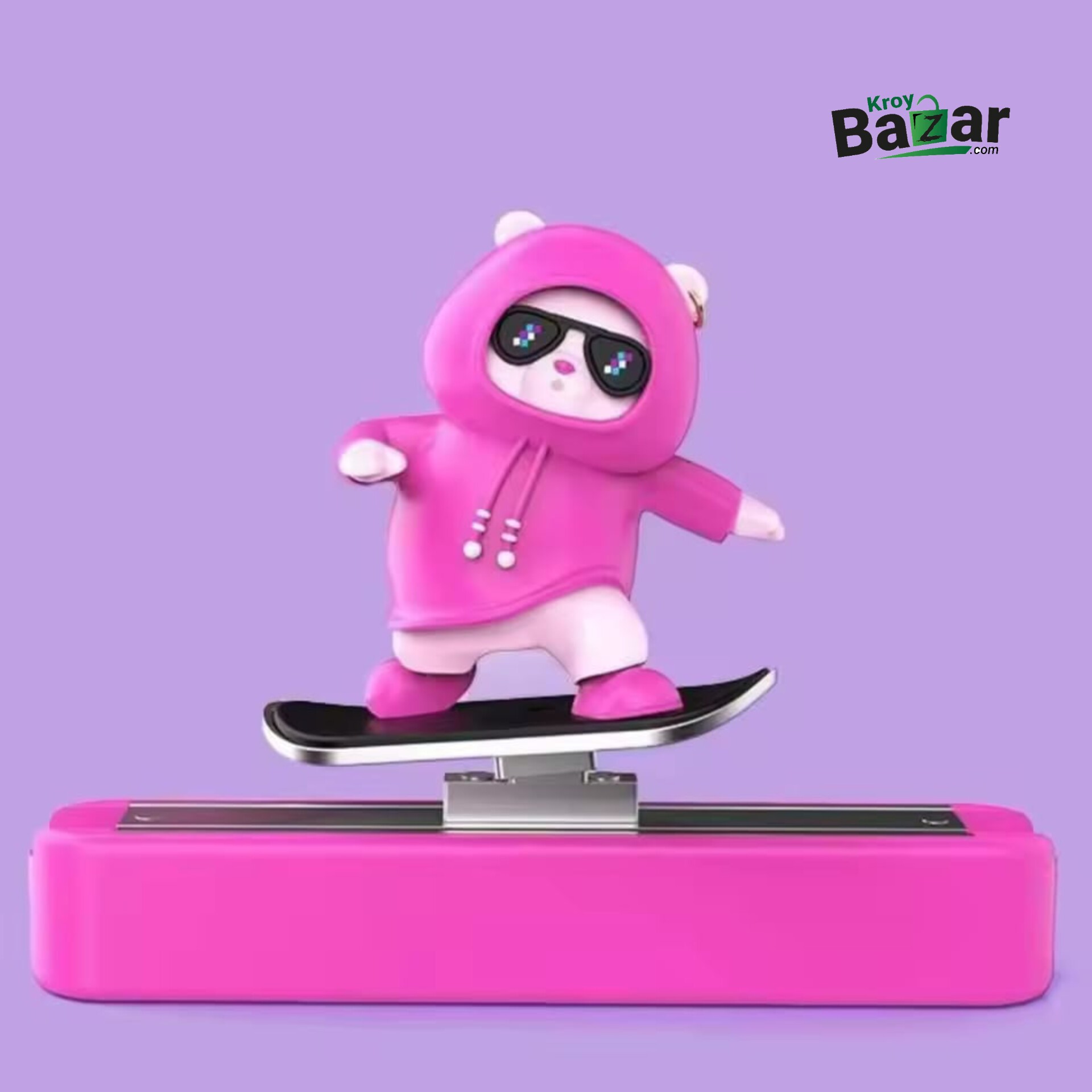 Cute Sliding Bear Car Dashboard Toy with Parking Number – Funny Skateboard Ornament - Image 2