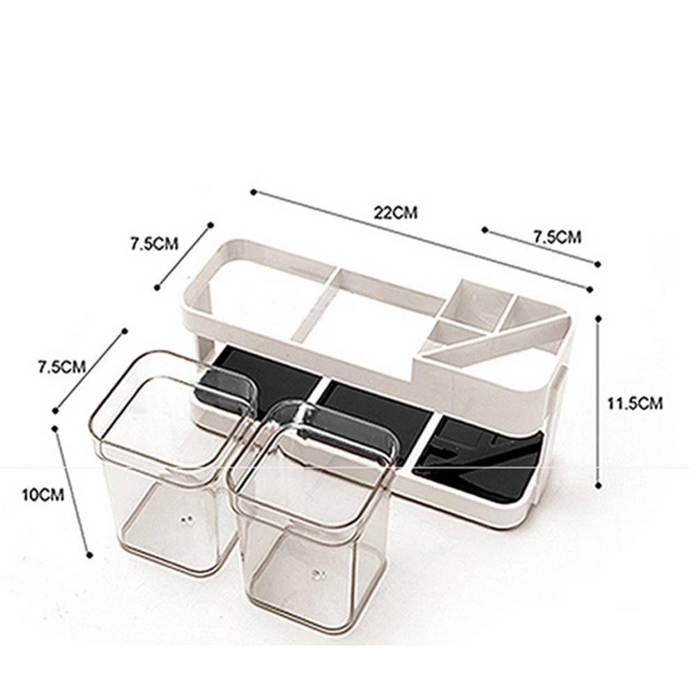 2 CUPS With 1 TOOTHBRUSH HOLDER STAND TOOTHPASTE STORAGE RACK REMOVABEL STORAGE ORGANIZER - Image 3