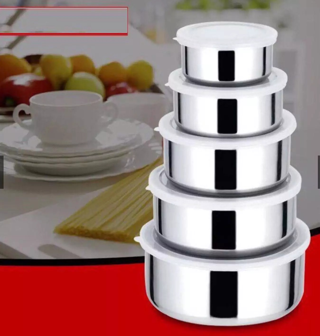 Stainless Steel 5Pcs Bowl Set/ (Lot Grain Storage Box) - Image 2