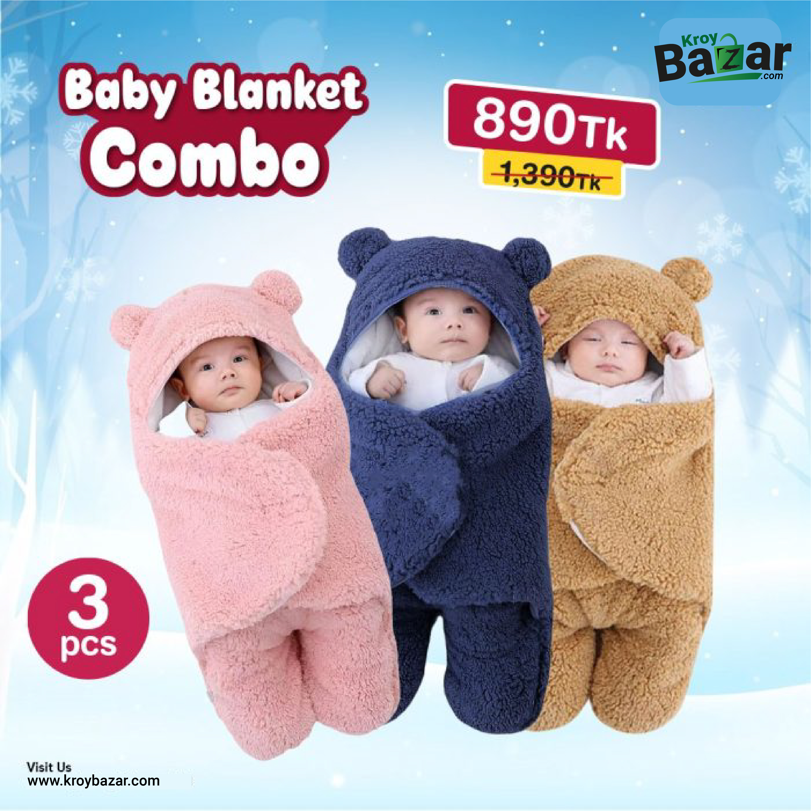 Baby Blanket 3 pcs Combo | Blanket for Babies