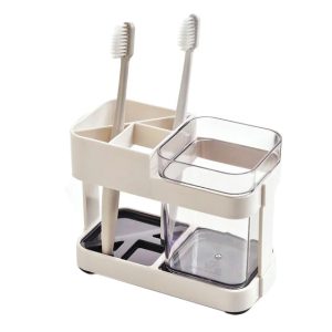 1 Cup Toothbrush Toothpaste Stand Holder Bathroom Storage Organizer Plastic